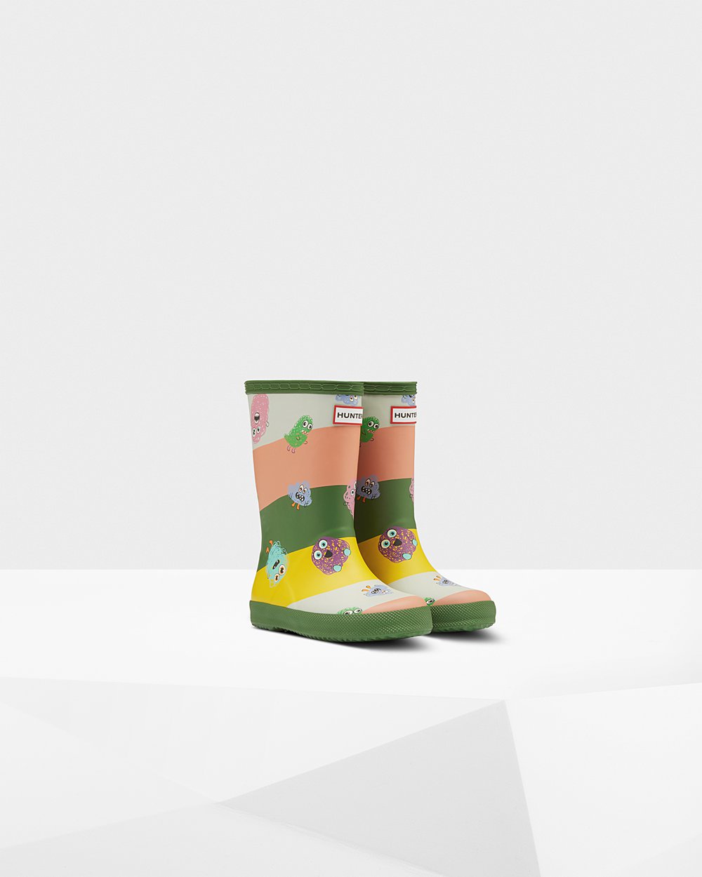 Kids Rain Boots - Hunter Original First Classic Scribble Print (56DGYOIHZ) - Green